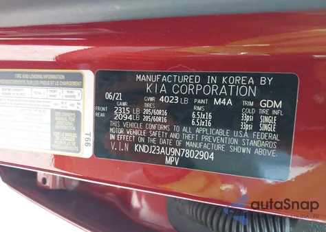 2022 Kia Soul Lx from USA, damaged, VIN KNDJ23AU9N7802904